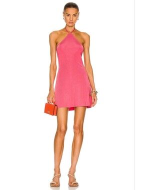 CULT GAIA Leslie Knit Halter Dress in Pink Blossom Size L Org $318